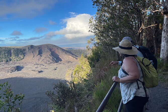 Guided 3-Hour Hike in Volcanoes National Park - Coming back up with crater views and Moana Loa in the distance