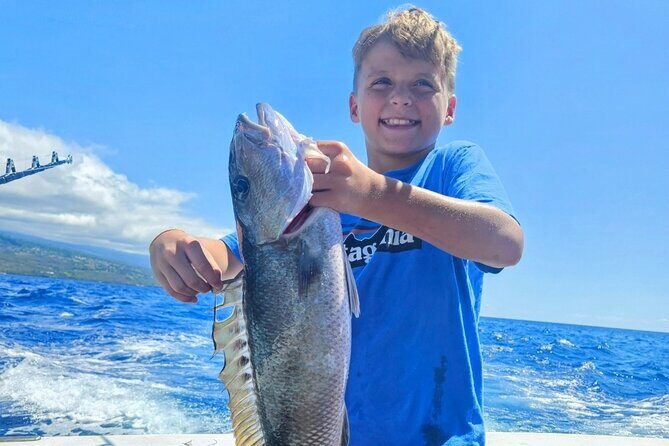 Kona Hawaii Deep Sea Fishing Escapade on the Bite Me 6 - The half-day rhythm: live bait first, then trolling and targeted fishing
